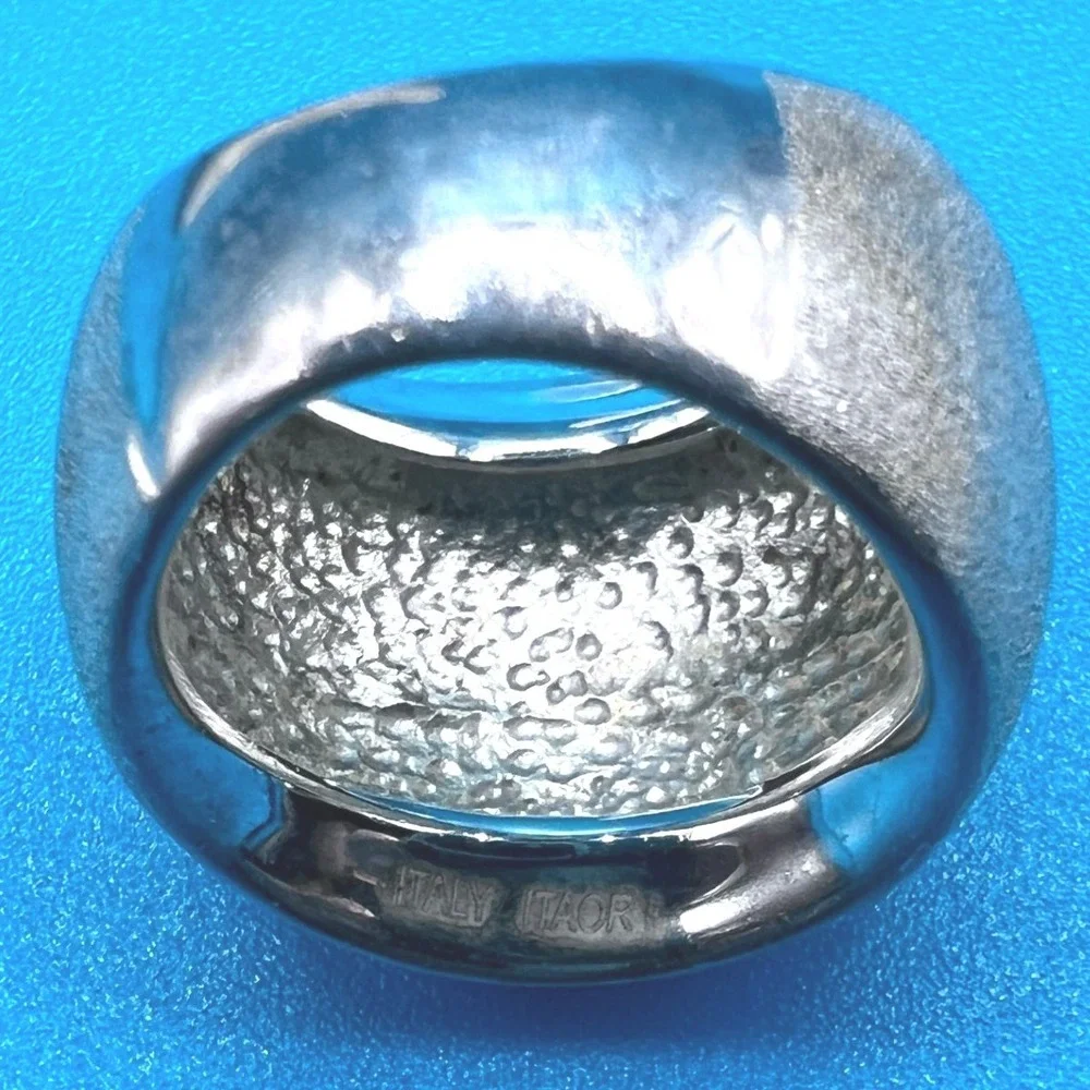 Sterling Siiver Vermeil Unisex Chunky Dome Ring Sz 5‎ Brushed Textured 10g